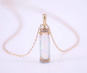 Japanese simple wind geometry cylinder opal pendant fashion popular S925 sterling silver necklace